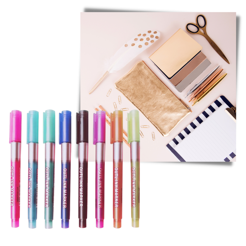 Lot de 8 marqueurs double  ligne