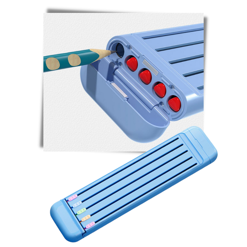 Trousse à crayons rigide avec crayons et règle