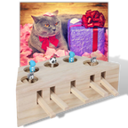 Jouet interactif en bois à 5 trous pour chat