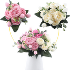 Bouquet de fleurs artificielles en soie, pivoines et roses