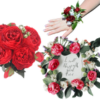 Bouquet de fleurs artificielles en soie, pivoines et roses