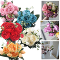 Bouquet de fleurs artificielles en soie, pivoines et roses