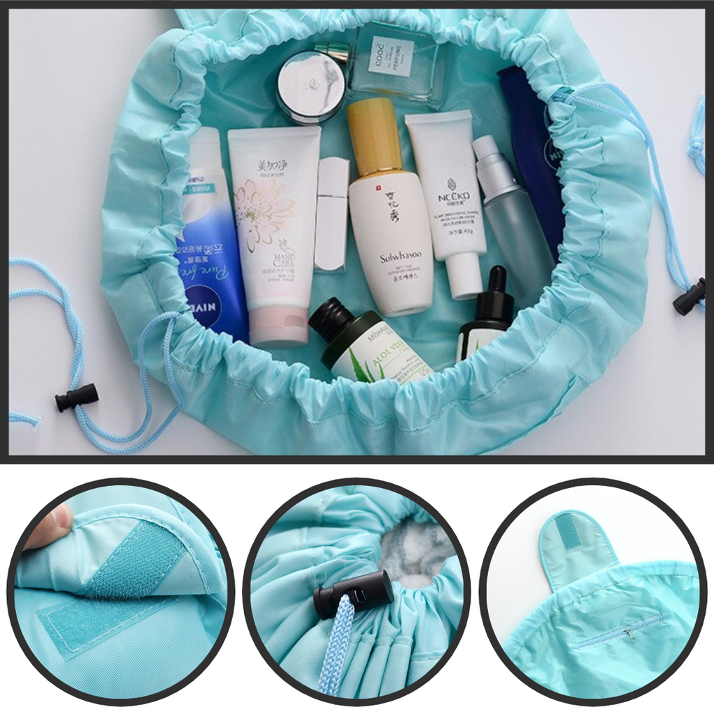 Pochette à maquillage pliable avec cordon de serrage