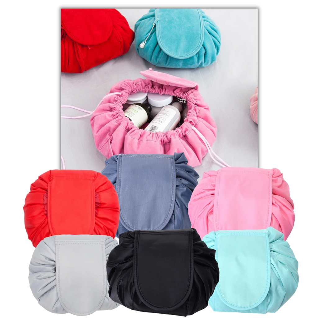 Pochette à maquillage pliable avec cordon de serrage