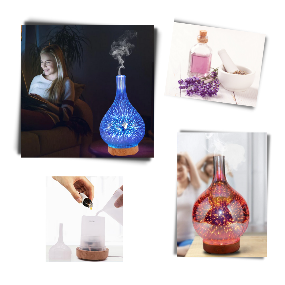 Diffuseur d'huiles essentielles en forme de vase avec le motif des feux d'artifice
