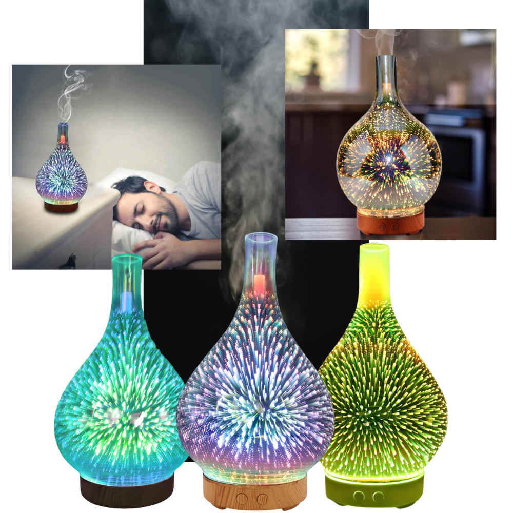 Diffuseur d'huiles essentielles en forme de vase avec le motif des feux d'artifice