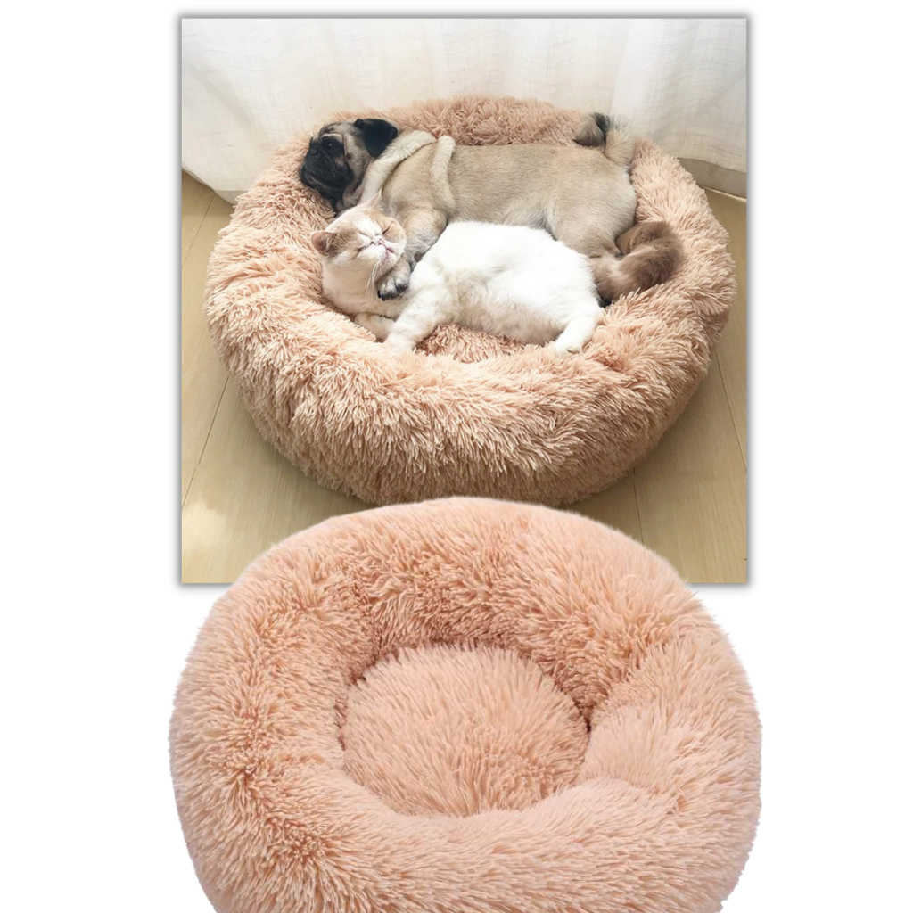 Lit en peluche en forme de donut pour animaux de compagnie
