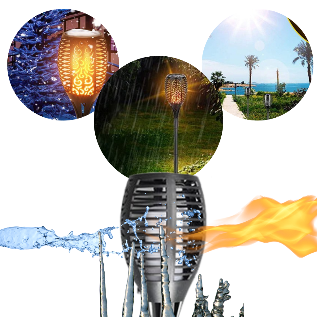 Lampe torche solaire à LED avec flamme