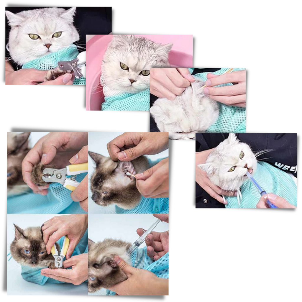 Sac en filet multifonctionnel pour le toilettage des animaux de compagnie