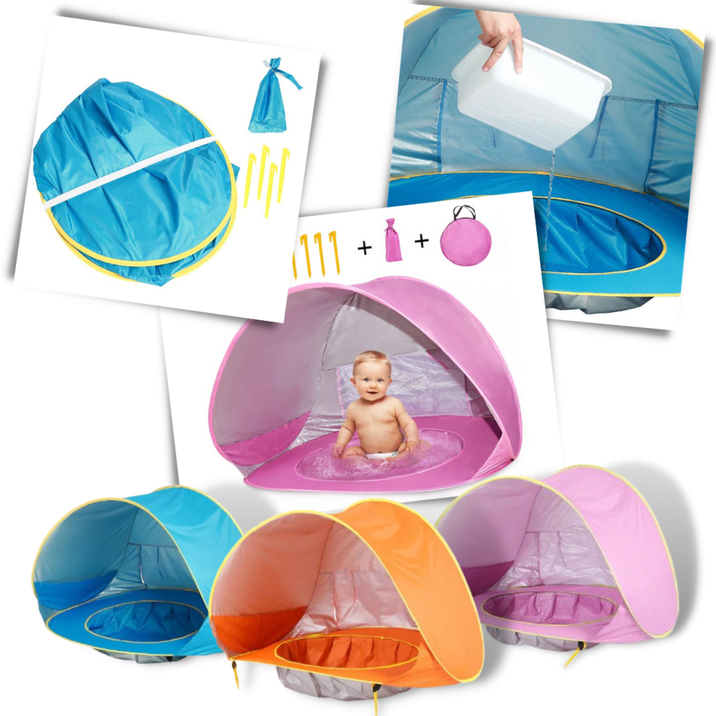 Tente de plage portative pour bébé avec mini-piscine