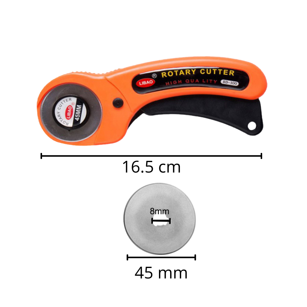 Coupeur rotatif pour tissus avec cinq lames de 45 mm