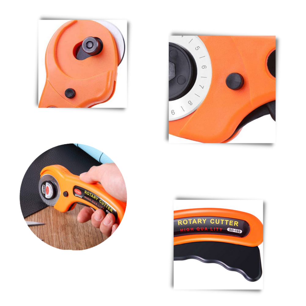 Coupeur rotatif pour tissus avec cinq lames de 45 mm