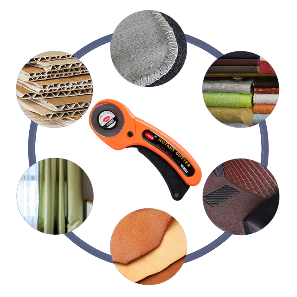 Coupeur rotatif pour tissus avec cinq lames de 45 mm