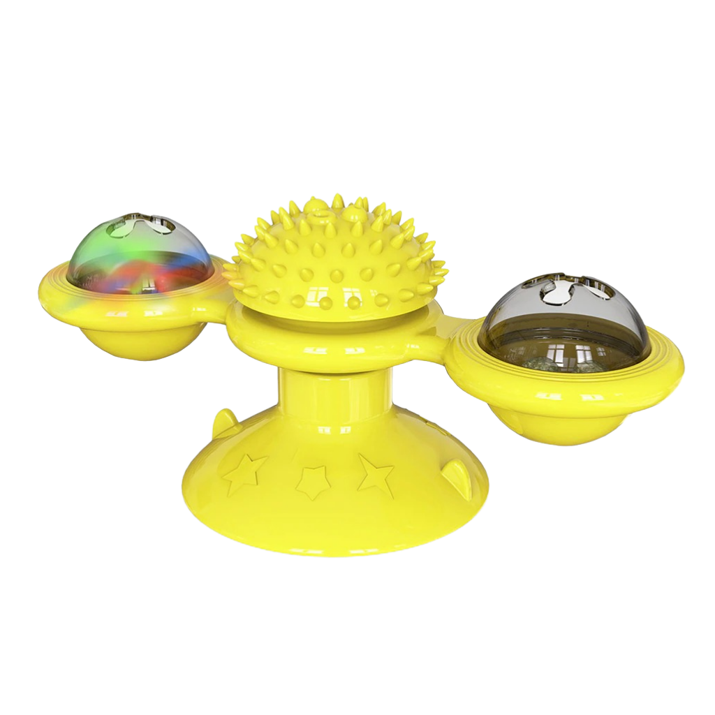 Jouet pour chat "moulin à vent rotatif" avec brosse