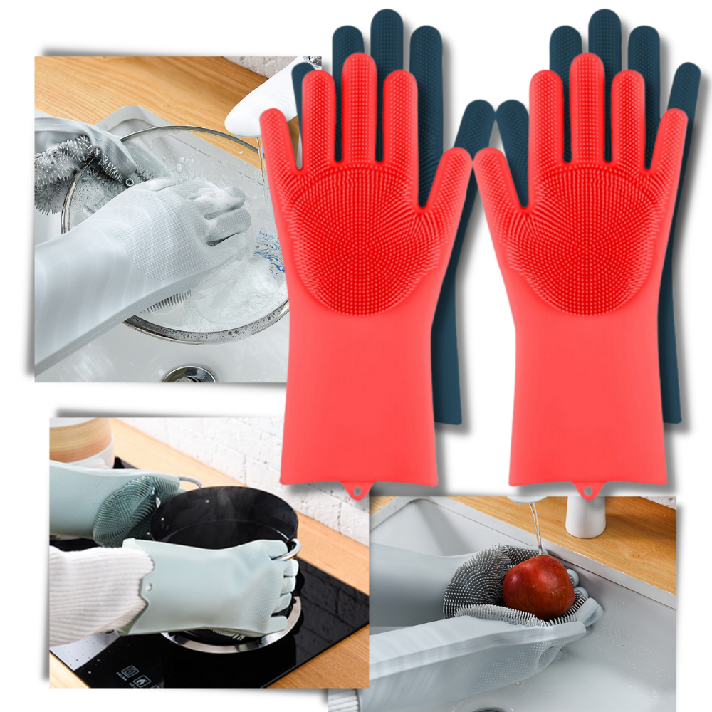 Gants de vaisselle en silicone à usages multiples