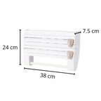 Support mural 4-en-1 pour film étirable et papier essuie-tout