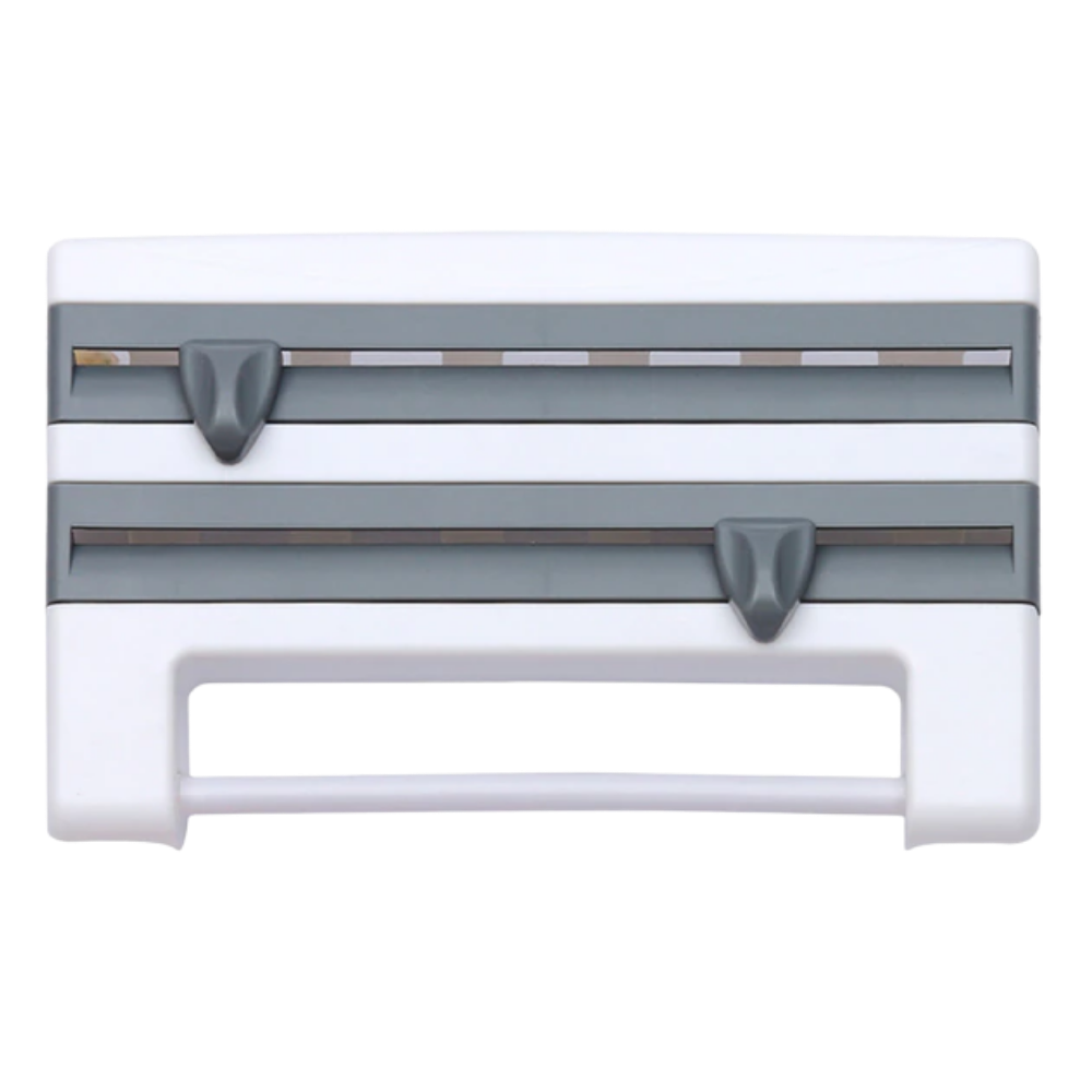 Support mural 4-en-1 pour film étirable et papier essuie-tout