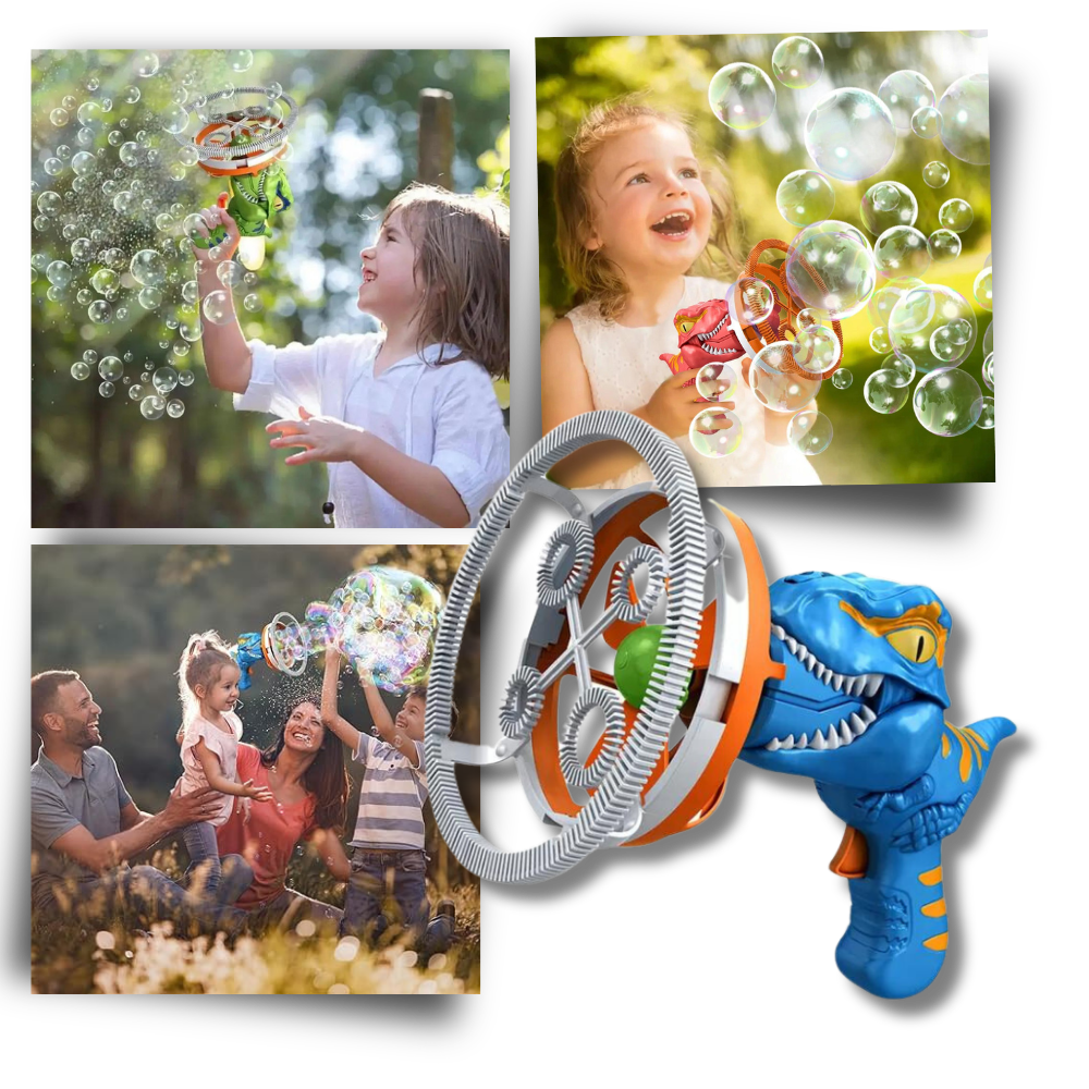 Machine à bulles colorées en forme de dinosaure