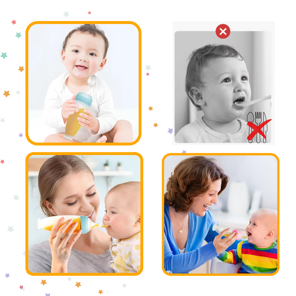Biberons en silicone avec cuillère anti-débordement